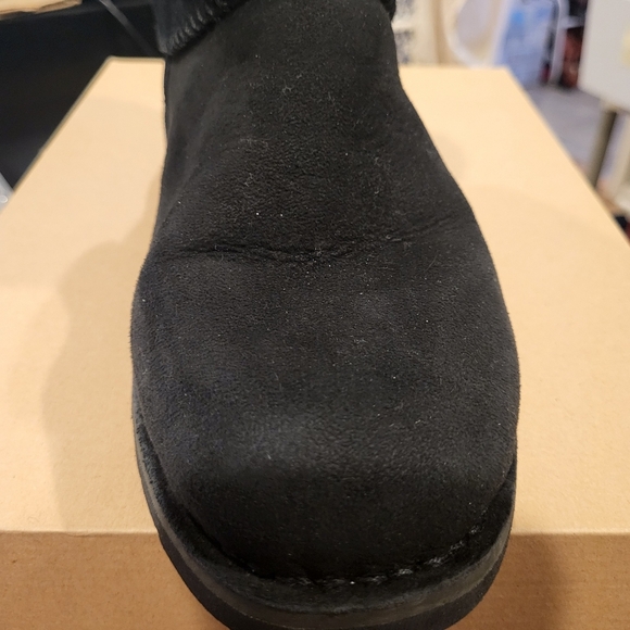 UGG Black Suede Ankle Booties with Fur - Picture 9 of 11